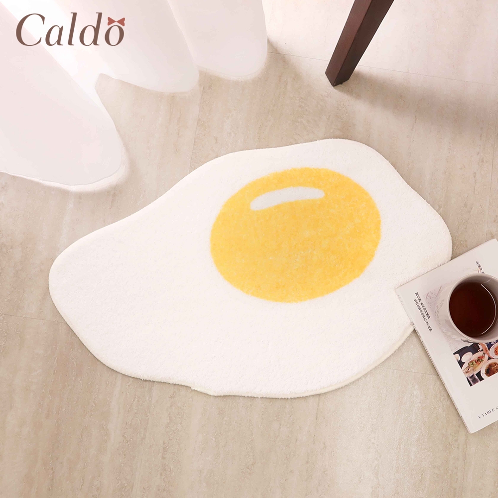 【Caldo卡朵生活】早安荷包蛋造型絨毛防滑地墊