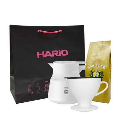 保溫壺手沖咖啡組-HARIO V60不鏽鋼保溫咖啡壺600ml&W60濾杯 附提袋 贈上田曼巴咖啡粉半磅