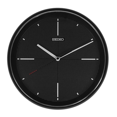 SEIKO 精工 / 34cm 幾何圖形 滑動式秒針 餐廳客廳臥室 靜音掛鐘 - 黑色 ＃QXA816K /SK048