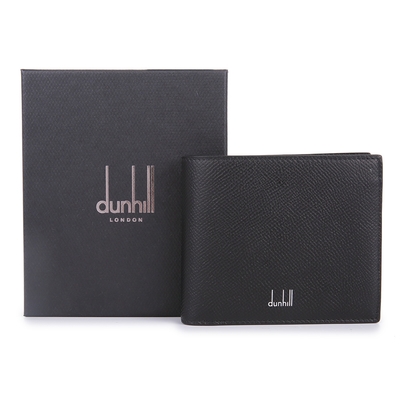 dunhill Cadogan經典LOGO防刮皮革8卡格短夾-黑色