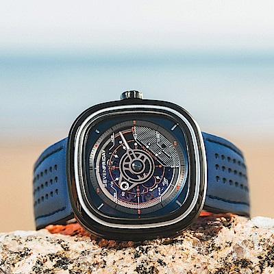 SEVENFRIDAY T3 特殊漸層自動上鍊機械錶 送禮推薦-藍/45mm