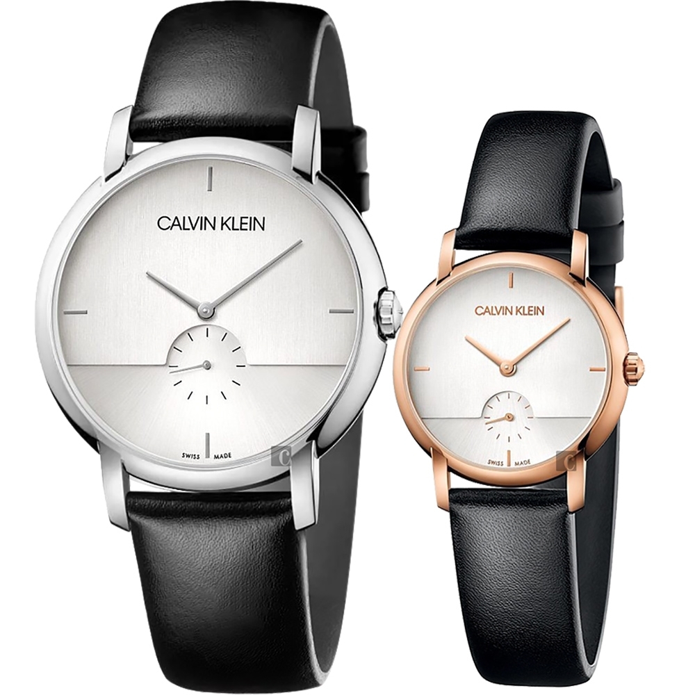 Calvin Klein CK 小秒針情侶手錶 對錶-K9H2X1C6+K9H2Y6C6