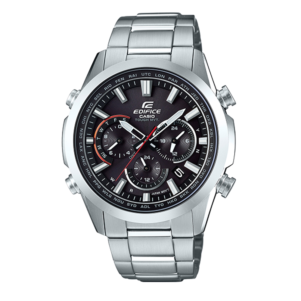 CASIO EDIFICE 太陽能黑面電波指針錶-(EQW-T650D-1A)/43 mm