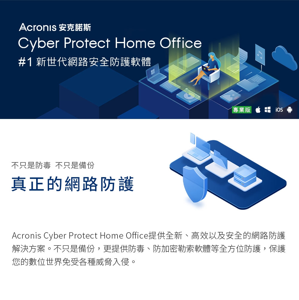 安克諾斯Acronis Cyber Protect Home Office 專業版1年訂閱授權-包含