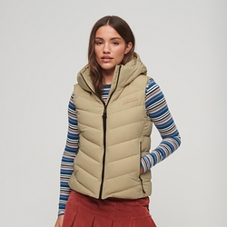 SUPERDRY 女裝 連帽背心 Microfibre Padded Gilet 米白