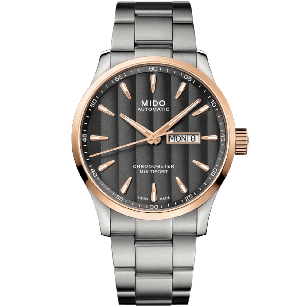 MIDO 美度 MULTIFORT先鋒80系列 天文台腕錶-玫瑰金-灰42mm