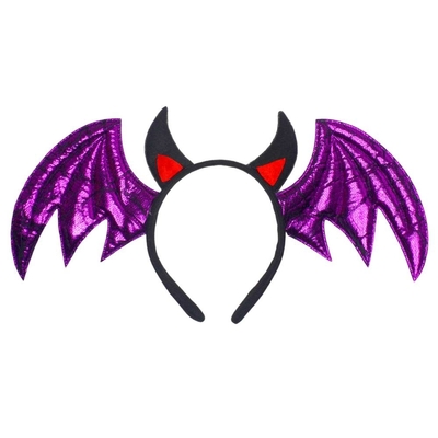 摩達客★萬聖派對變裝扮★紫色大蝙蝠造型髮箍★Cosplay