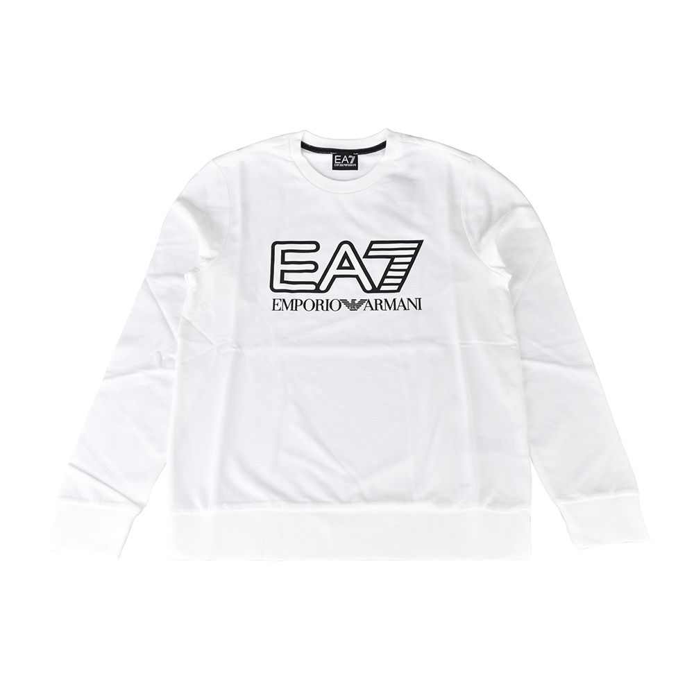 EMPORIO ARMANI EA7字母LOGO純棉長袖運動T恤(S/M/L/XL/白) | 精品服飾