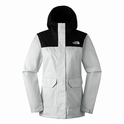 The North Face W MFO ML RAIN ZIP-IN JKT - AP女防水外套-灰白-NF0A88RS9B8