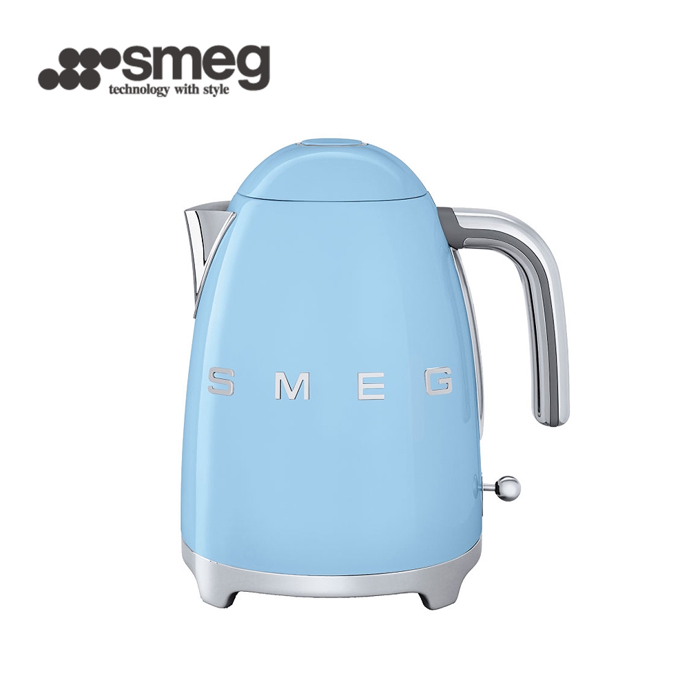 【SMEG】義大利大容量1.7L電熱水壺-粉藍色