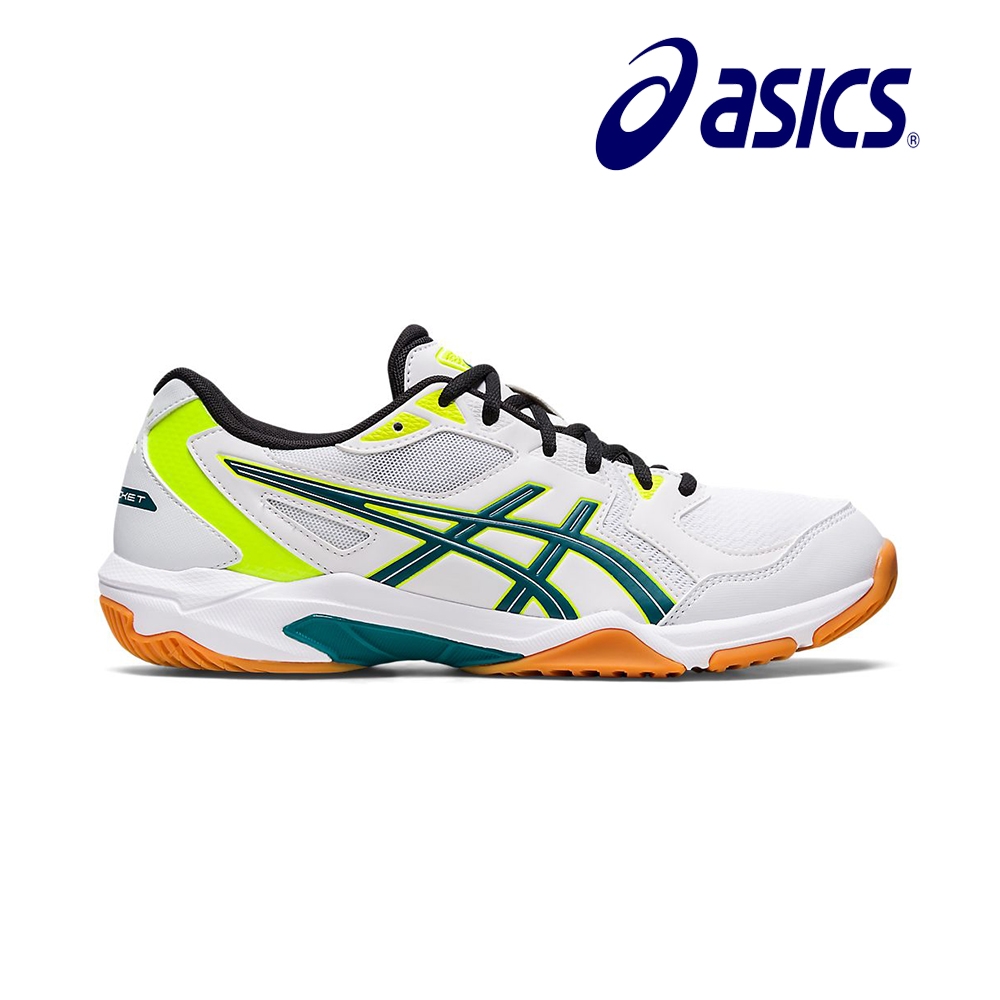 【asics 亞瑟士】男排羽球鞋 GEL-ROCKET 10 白+綠 緩衝 支撐 透氣網布(1071A054-107)