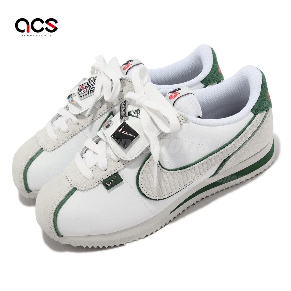 Nike 休閒鞋Wmns Cortez 女鞋男鞋白綠阿甘鞋All Petals United 別針