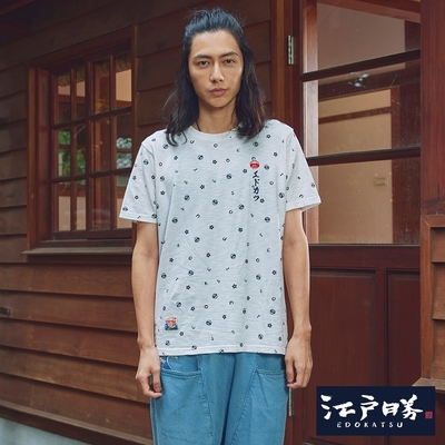 EDOKATSU 江戶勝 滿版印花短袖T恤-男-米白色