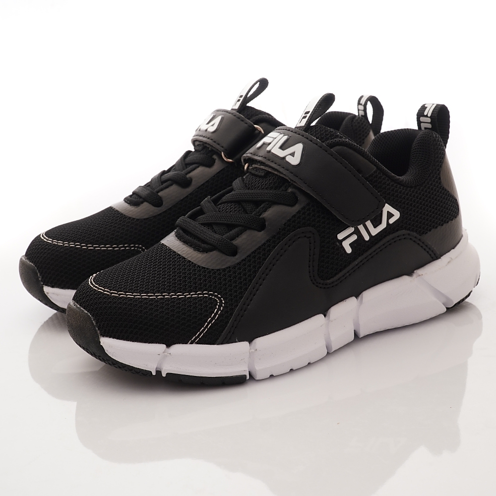 FILA頂級童鞋-輕量慢跑運動鞋款-803W-001黑白(中大童段)