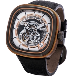 SEVENFRIDAY PS2/02 大馬士革工法自動上鍊機械錶 送禮推薦-黑色/47.6x47mm