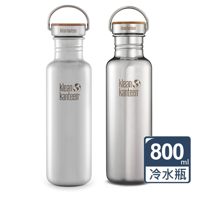 美國Klean-Kanteen竹片鋼蓋不鏽鋼冷水瓶800ml