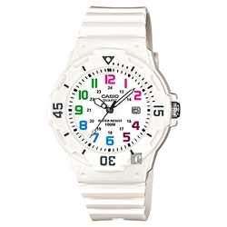 CASIO 卡西歐 迷你運動風指針手錶 迎春好禮-彩色x白 LRW-200H-7BVDF
