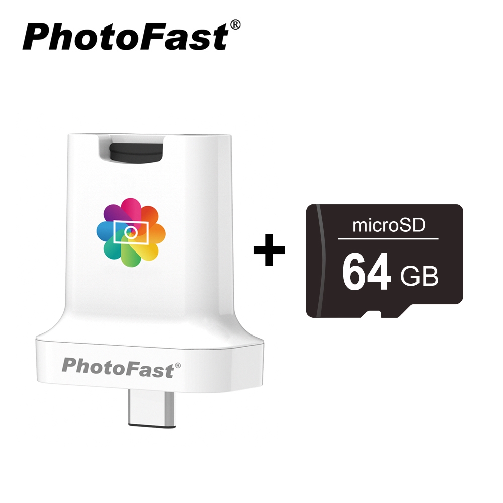 Photofast PhotoCube C 蘋果安卓雙系統 快充備份方塊+記憶卡64GB