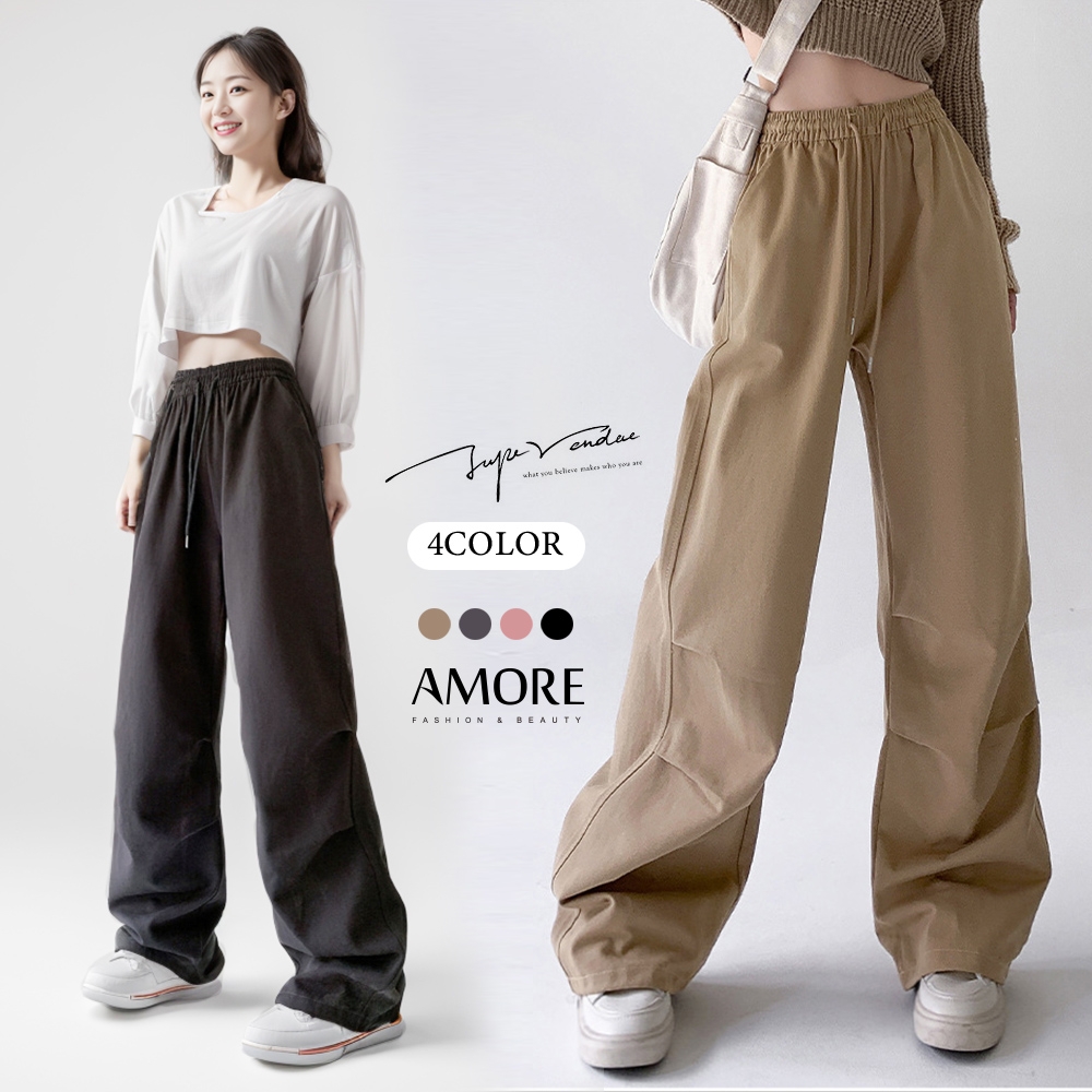 【Amore】日韓多款褲型百搭下著單品 寬褲/闊腿褲 (工裝長褲-黑色)