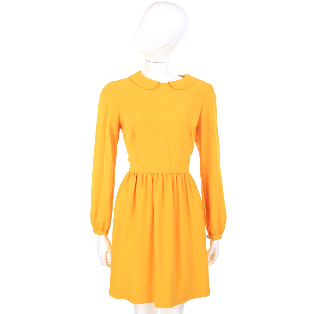 VALENTINO 復古領圈設計長袖洋裝(黃色)