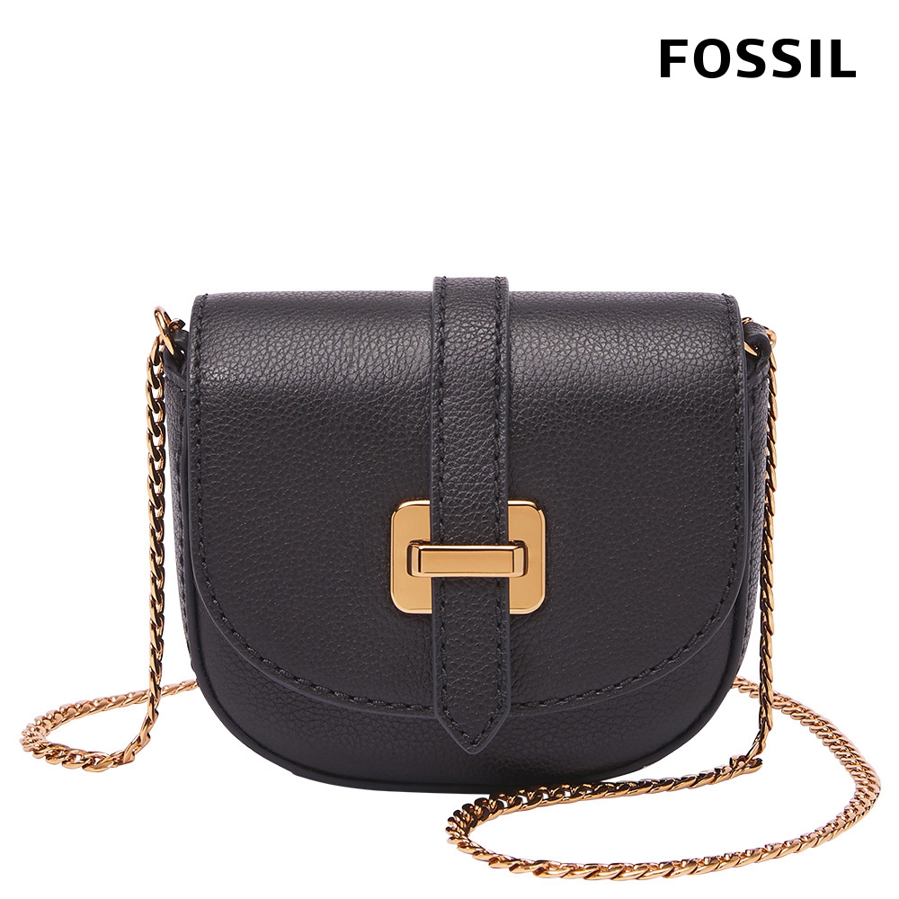 FOSSIL Emery 迷你金鍊斜背包-黑色 SHB3148001