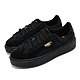 Puma 休閒鞋 Platform Velvet 復古 女鞋 麂皮 穿搭推薦 厚底 微增高 百搭 黑 金 37393501 product thumbnail 1