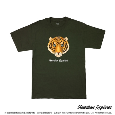 American Explorer 美國探險家 印花T恤(客製商品無法退換) 圓領 美國棉 T-Shirt 獨家設計款 棉質 短袖 客製化圖案T恤 團體服 (虎頭)