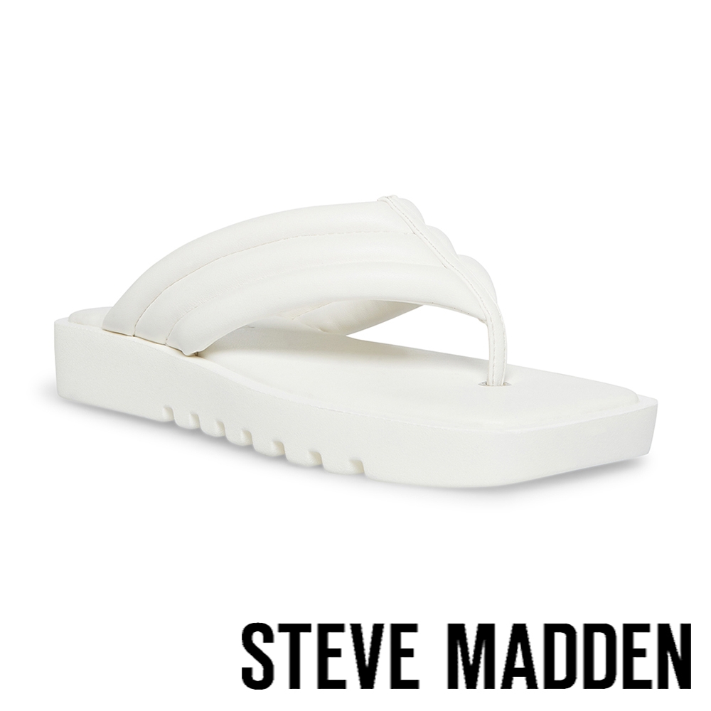 STEVE MADDEN-BOOST 方頭軟綿綿夾腳拖鞋-白色