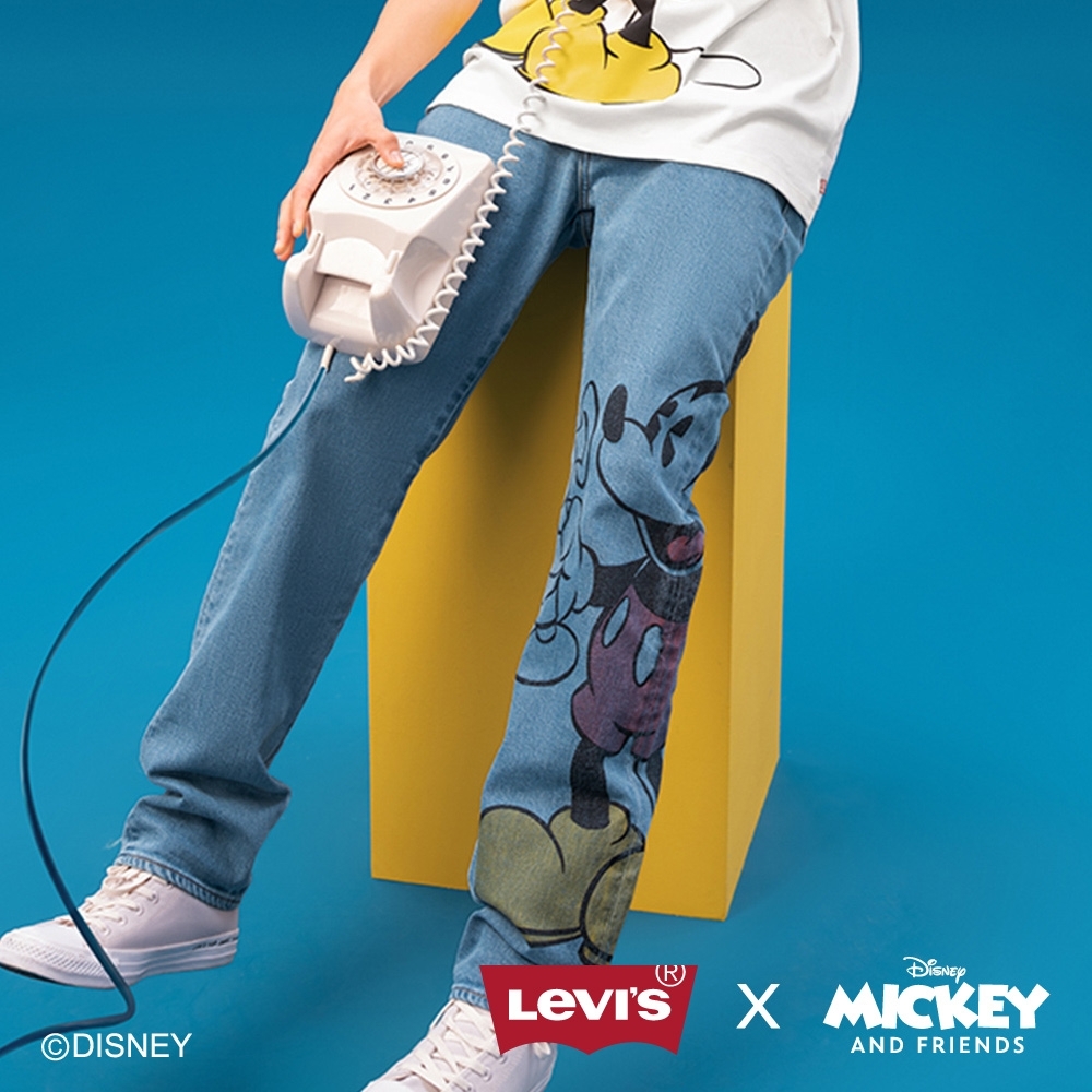 Levis X Disney 合作系列 男款 502 上寬下窄牛仔褲 / 米奇印花 / 彈性布料