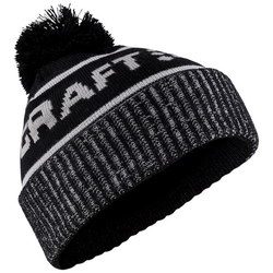 瑞典 Craft Core Retro Logo Knit Hat LOGO針織羊毛帽 .彈性透氣保暖護耳帽_黑色