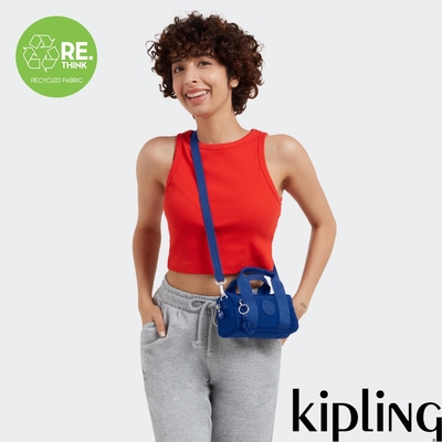 Kipling 夏日靛青藍輕巧圓筒手提肩背兩用包-BINA MINI