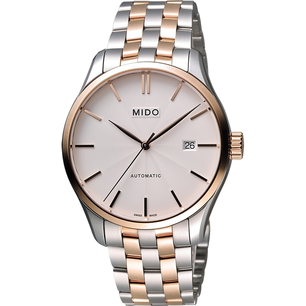 MIDO 美度 官方授權 Belluna II Gent 經典機械腕錶-銀x雙色版/40mm M0244072203100