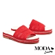 拖鞋 MODA Luxury 簡約民俗風飛織草編厚底拖鞋－紅 product thumbnail 1