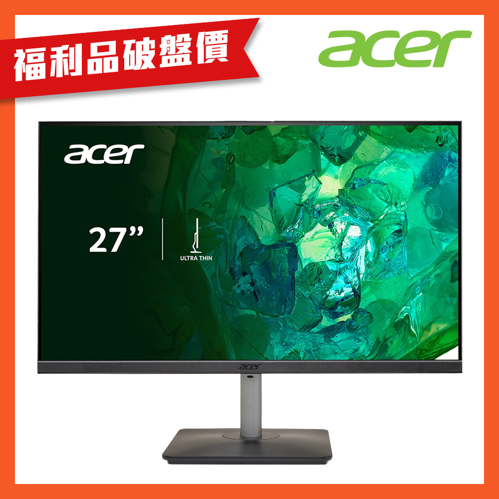 (福利品)Acer 宏碁 RS272 27型IPS Ultra Slim電腦螢幕｜100hz抗閃