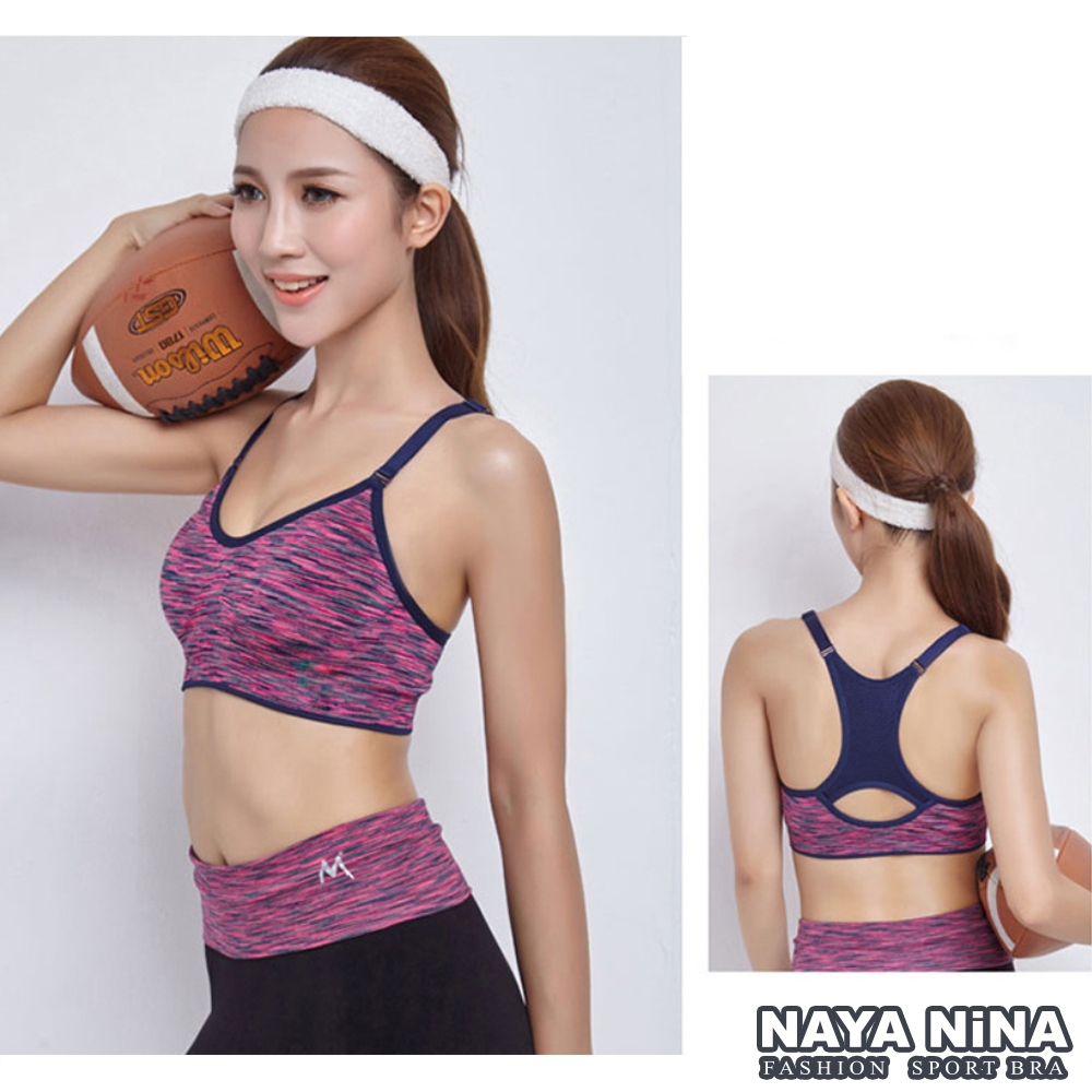 運動內衣 無鋼圈 炫彩工字背S-L(粉) Naya Nina