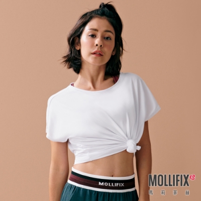 Mollifix 瑪莉菲絲 垂墜感圓領短袖上衣 (白)