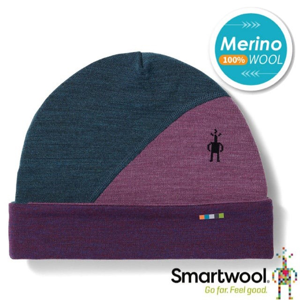【SmartWool】Thermal 美麗諾羊毛 撞色保暖羊毛帽.保暖帽.遮耳帽_SW016767-G75 霧幕光藍
