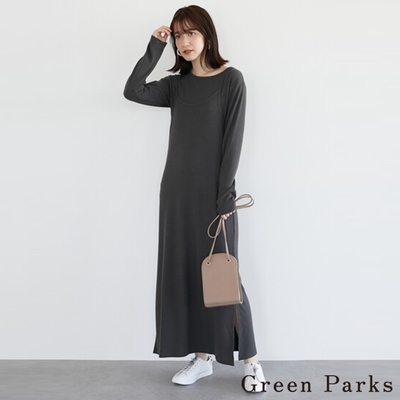 Green Parks 【SET ITEM】羅紋圓領上衣+剪裁吊帶背心裙