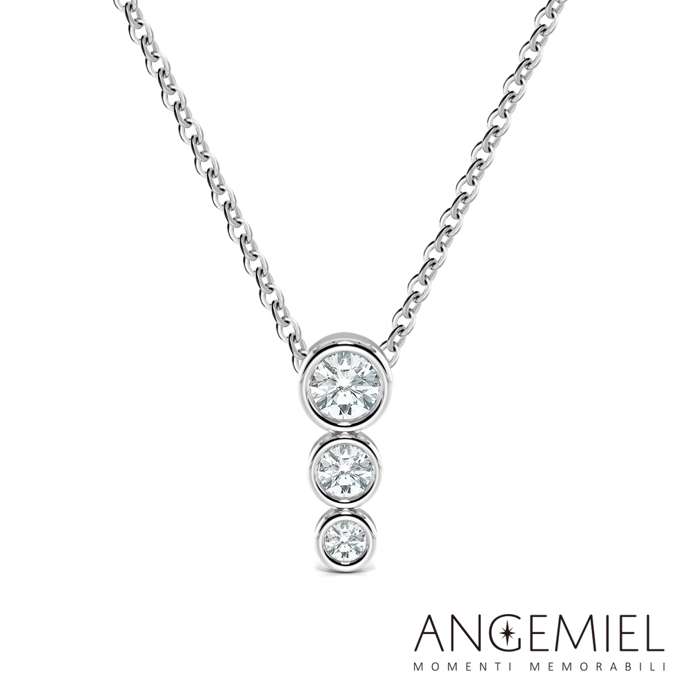 Angemiel 安婕米 Fortuna 鑽石項鍊 優雅 0.16克拉 銀色