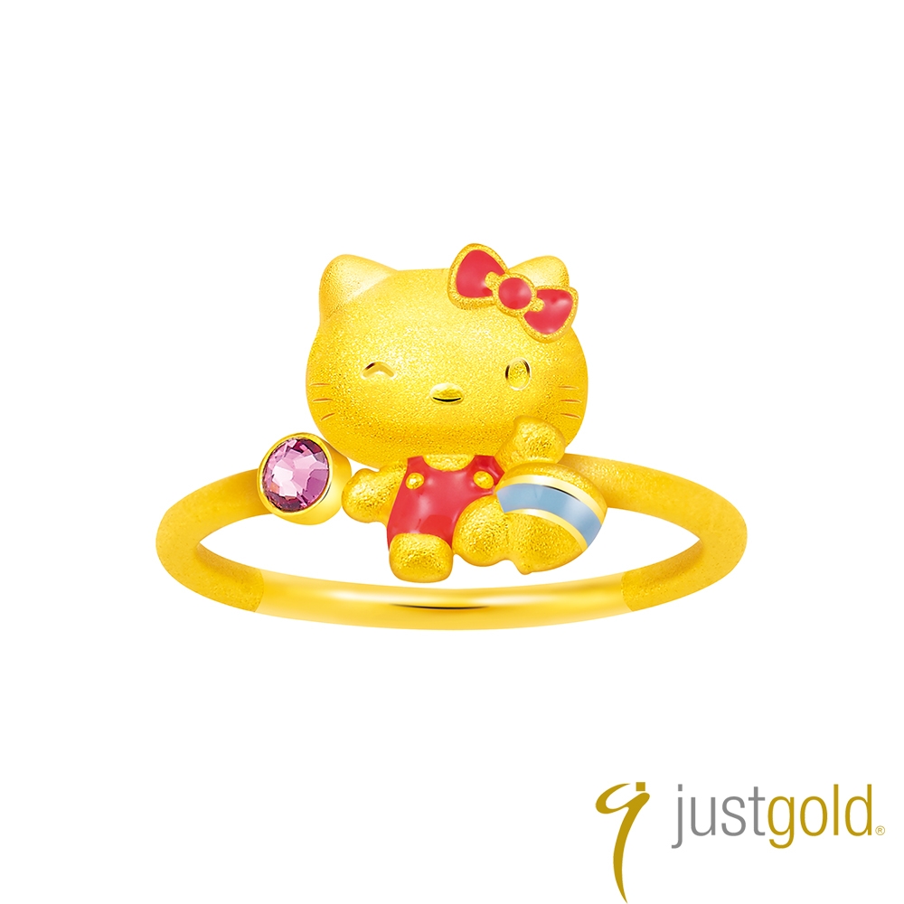 【Just Gold 鎮金店】Hello Kitty 回味童年 純金戒指-陀螺