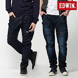 [時時樂限定] EDWIN E-F 男款貼袋機能3D窄直筒牛仔褲