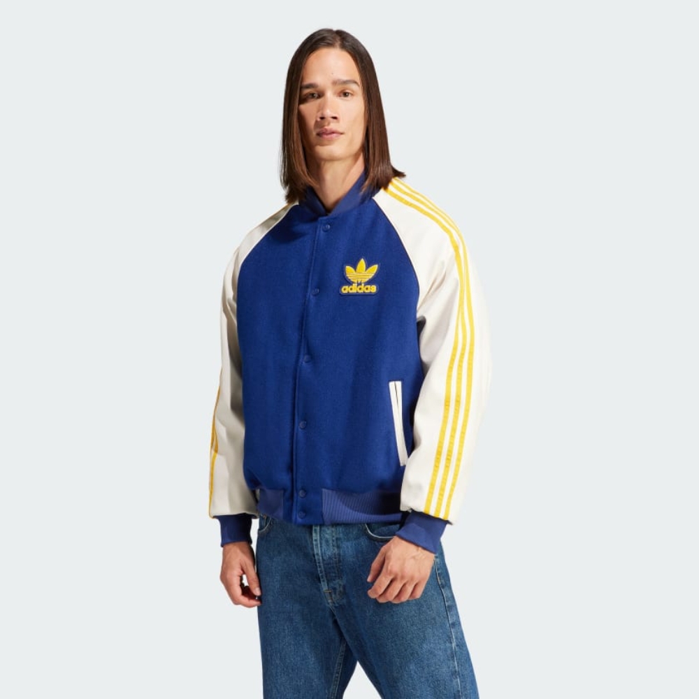 adidas 愛迪達 外套 男款 運動外套 夾克 三葉草 SST VARSITY 藍白黃 IL2574