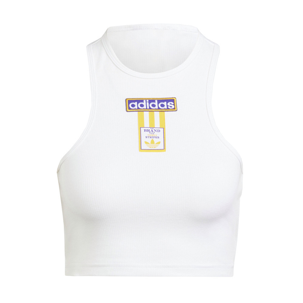 Adidas Adibrk Tank Top [IS2434] 女 短版 背心 休閒 三葉草 修身 挖背 舒適 白