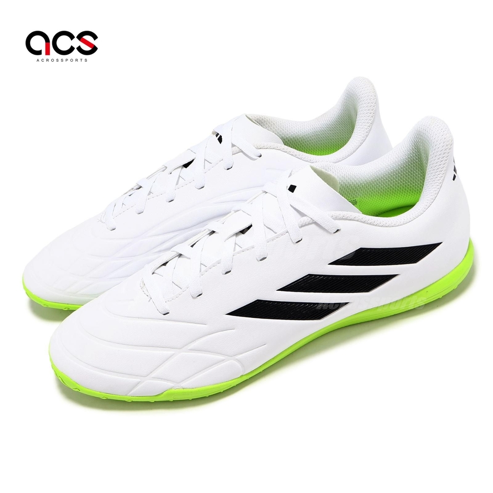 adidas 足球鞋 Copa Pure 4 In 男鞋 白 黑 綠 皮革 抓地 室內足球 運動鞋 愛迪達 GZ2537
