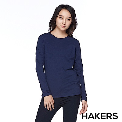 【HAKERS 哈克士】女款 圓領舒適休閒衫(藍色)