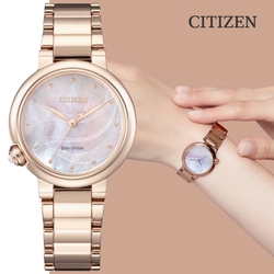 CITIZEN 星辰 L系列 光動能 白蝶貝真鑽淑女腕錶-30mm EM0912-84Y 粉紅金