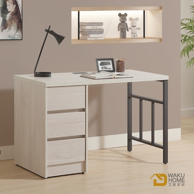 WAKUHOME 瓦酷家具Ariel極簡主義白楓木4尺書桌(附USB插座)-寬121*深60*高75cm