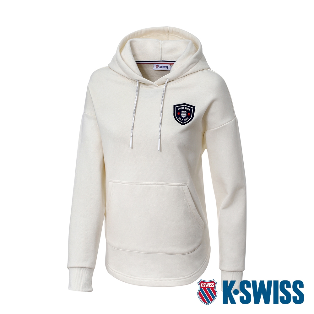 K-SWISS  Hoodie 刷毛連帽上衣-女-米白