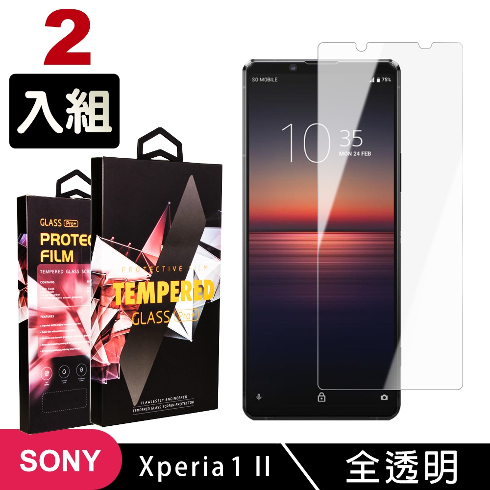 SONY Xperia1II 高品質9D玻璃鋼化膜透明保護貼(2入-Xperia1II保護貼Xperia1II鋼化膜)