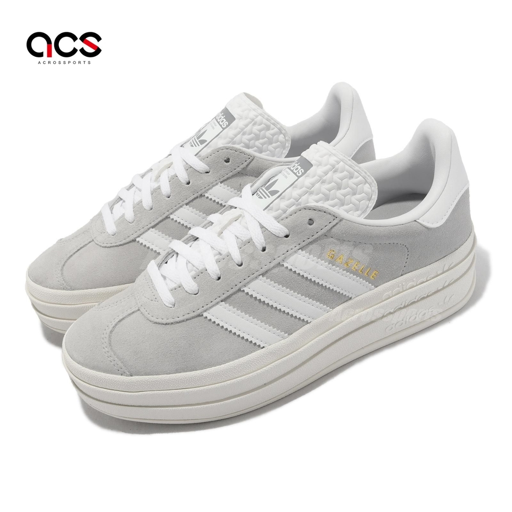 adidas 休閒鞋 Gazelle Bold W 女鞋 灰 白 厚底 增高 拼接中底 三葉草 愛迪達 HQ6893